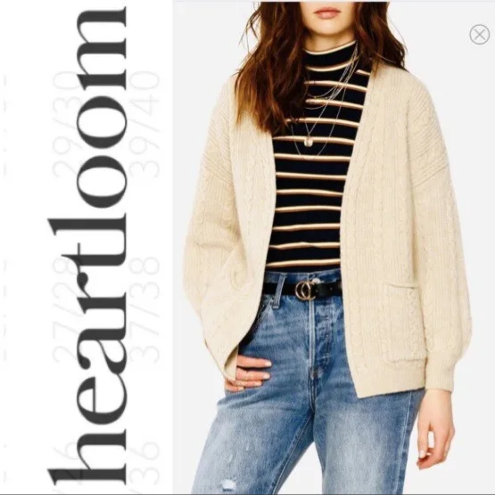 NWT RARE HEARTLOOM Lilah Cable Knit Cardigan XS in BEIGE HTF! MRSP:$99.